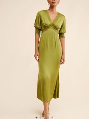 Anthropologie Olive Green Midi Dress